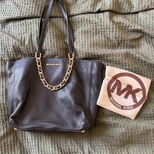 Michael Kors Black Tote with Gold Chain